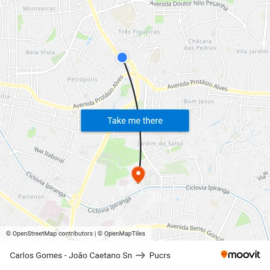Carlos Gomes - João Caetano Sn to Pucrs map