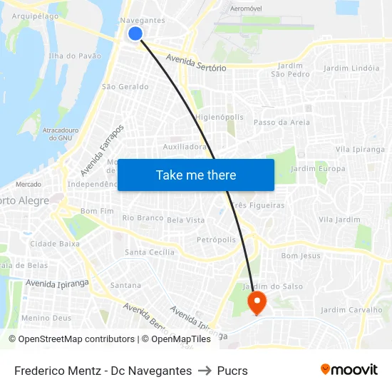 Frederico Mentz - Dc Navegantes to Pucrs map