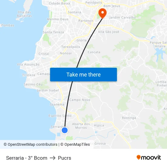 Serraria - 3° Bcom to Pucrs map