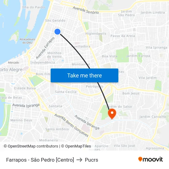 Farrapos - São Pedro [Centro] to Pucrs map