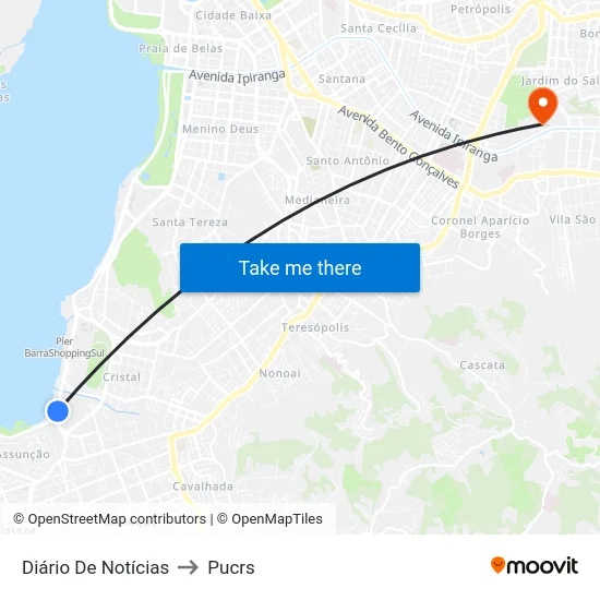 Diário De Notícias to Pucrs map