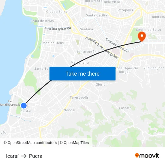 Icaraí to Pucrs map