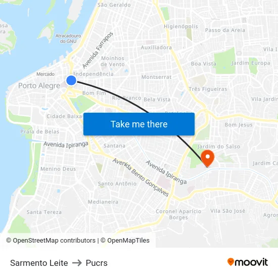 Sarmento Leite to Pucrs map