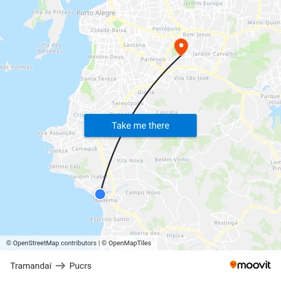 Tramandaí to Pucrs map