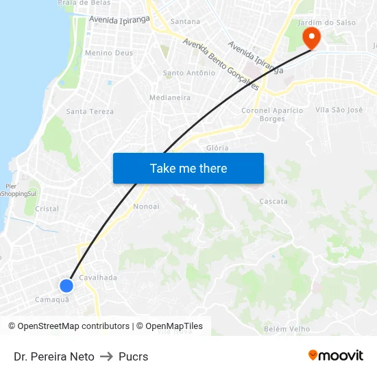 Dr. Pereira Neto to Pucrs map
