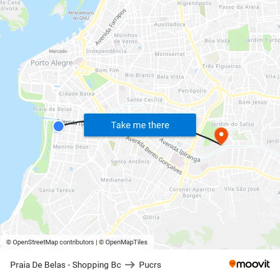 Praia De Belas - Shopping Bc to Pucrs map