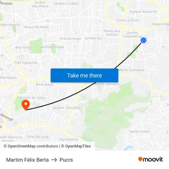 Martim Félix Berta to Pucrs map