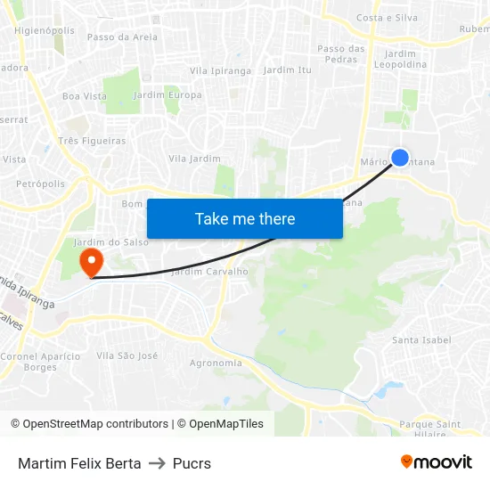 Martim Felix Berta to Pucrs map