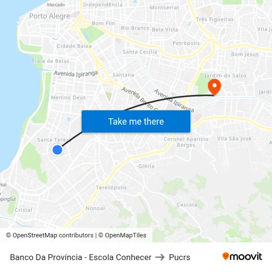 Banco Da Província - Escola Conhecer to Pucrs map