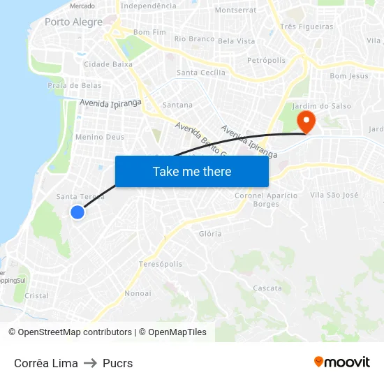 Corrêa Lima to Pucrs map