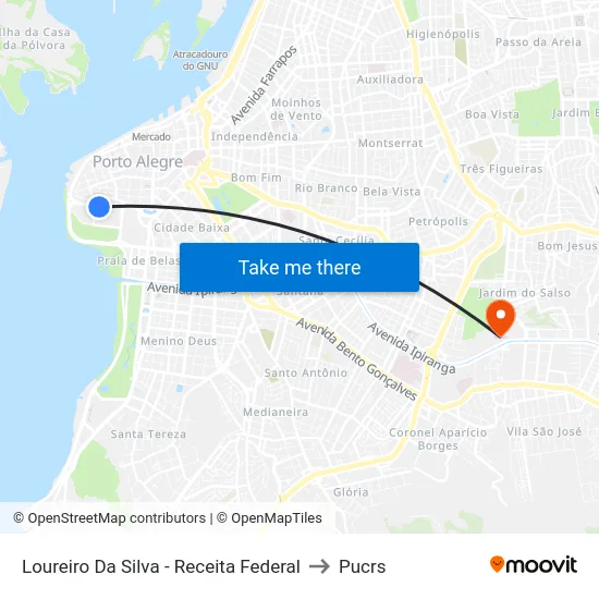 Loureiro Da Silva - Receita Federal to Pucrs map