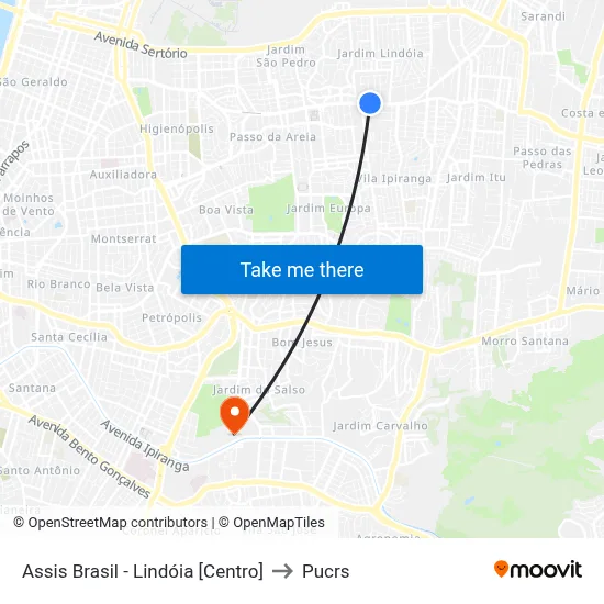 Assis Brasil - Lindóia [Centro] to Pucrs map