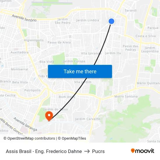 Assis Brasil - Eng. Frederico Dahne to Pucrs map