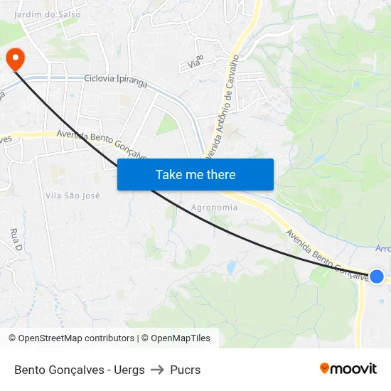 Bento Gonçalves - Uergs to Pucrs map