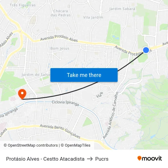 Protásio Alves - Cestto Atacadista to Pucrs map