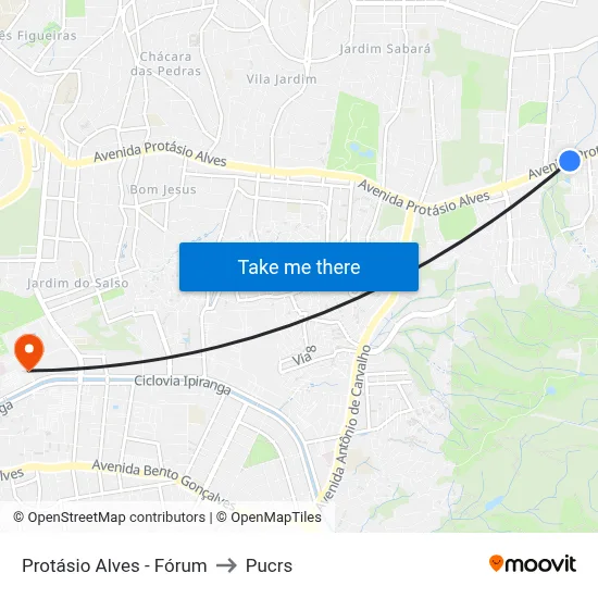 Protásio Alves - Fórum to Pucrs map