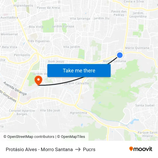 Protásio Alves - Morro Santana to Pucrs map