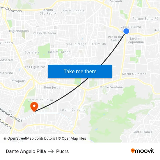 Dante Ângelo Pilla to Pucrs map