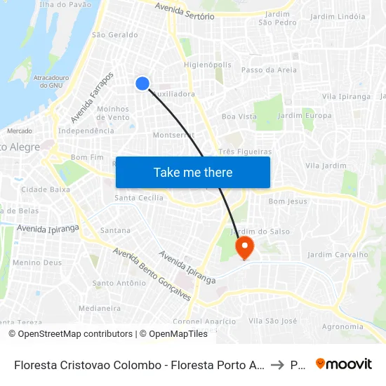 Floresta Cristovao Colombo - Floresta Porto Alegre - Rs 90560-003 Brasil to Pucrs map