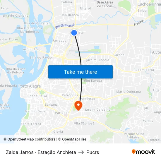 Zaida Jarros - Estação Anchieta to Pucrs map