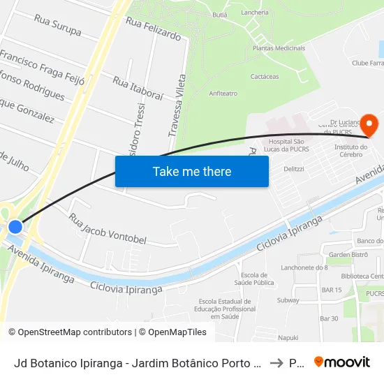 Jd Botanico Ipiranga - Jardim Botânico Porto Alegre - Rs 90450-190 Brasil to Pucrs map