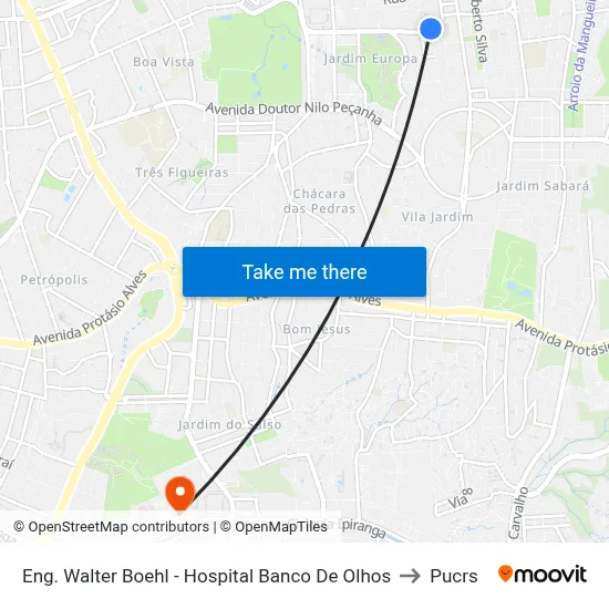 Eng. Walter Boehl - Hospital Banco De Olhos to Pucrs map
