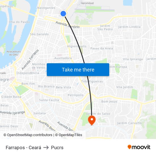 Farrapos - Ceará to Pucrs map
