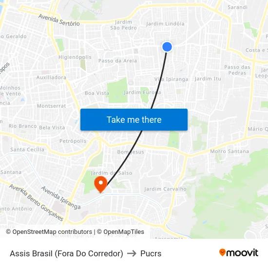 Assis Brasil (Fora Do Corredor) to Pucrs map