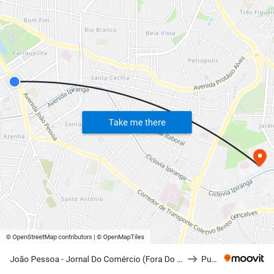João Pessoa - Jornal Do Comércio (Fora Do Corredor) to Pucrs map