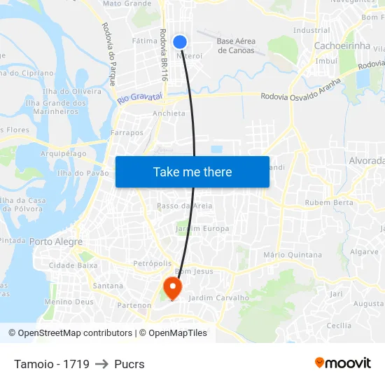 Tamoio - 1719 to Pucrs map
