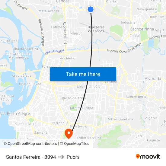 Santos Ferreira - 3094 to Pucrs map