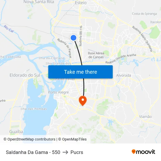 Saldanha Da Gama - 550 to Pucrs map