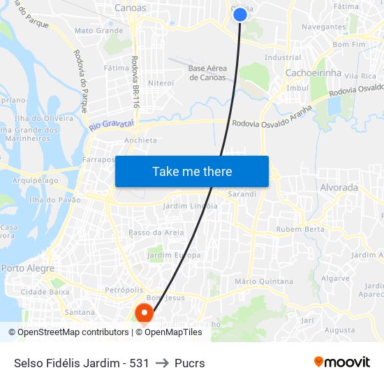 Selso Fidélis Jardim - 531 to Pucrs map