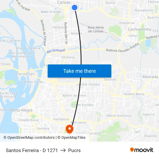Santos Ferreira - D 1271 to Pucrs map