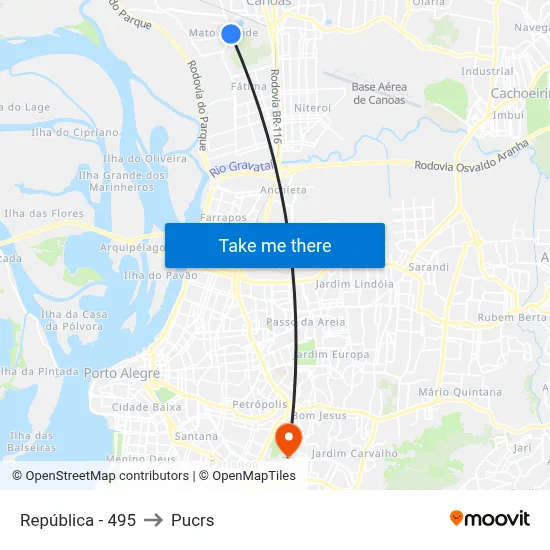 República - 495 to Pucrs map