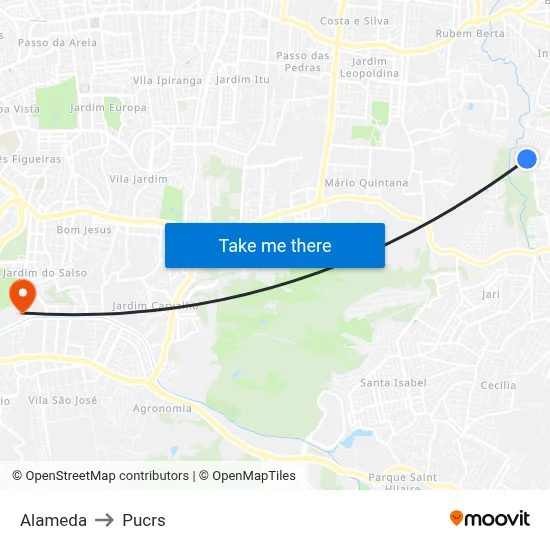 Alameda to Pucrs map