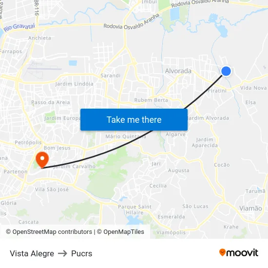 Vista Alegre to Pucrs map