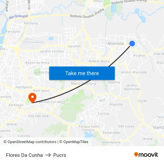 Flores Da Cunha to Pucrs map