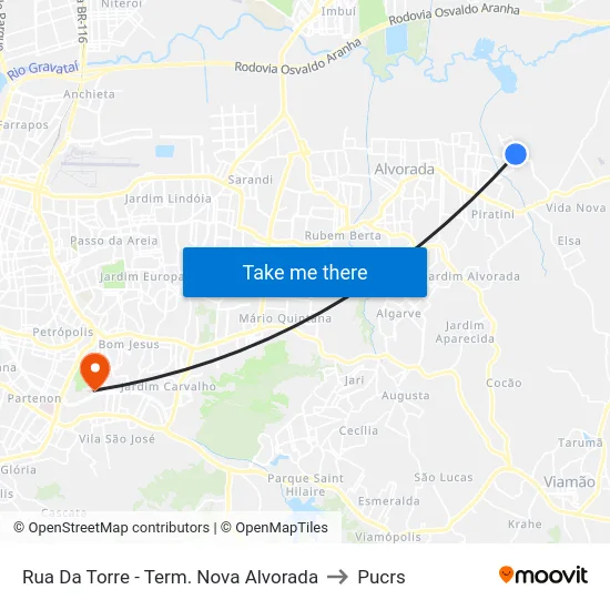 Rua Da Torre - Term. Nova Alvorada to Pucrs map
