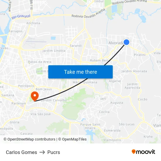 Carlos Gomes to Pucrs map