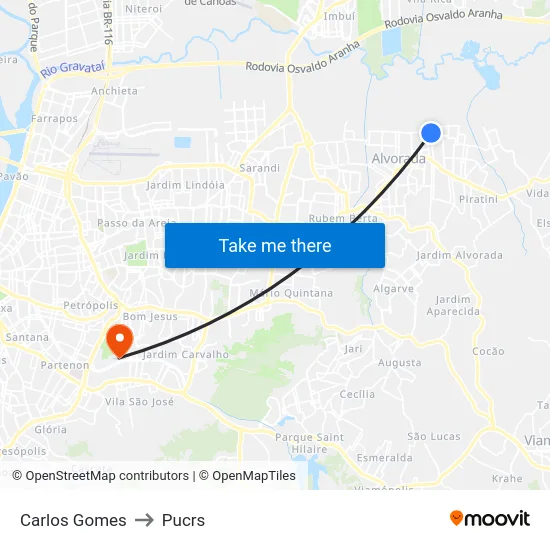 Carlos Gomes to Pucrs map