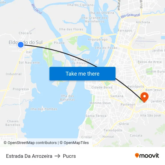 Estrada Da Arrozeira to Pucrs map