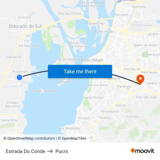 Estrada Do Conde to Pucrs map