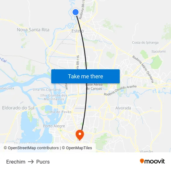 Erechim to Pucrs map