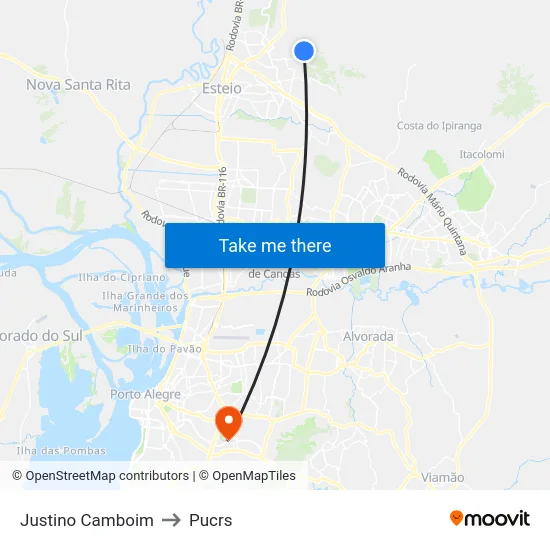 Justino Camboim to Pucrs map