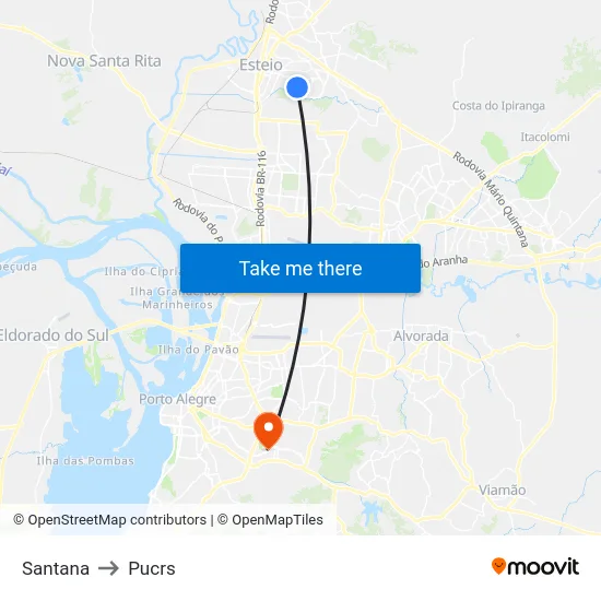 Santana to Pucrs map
