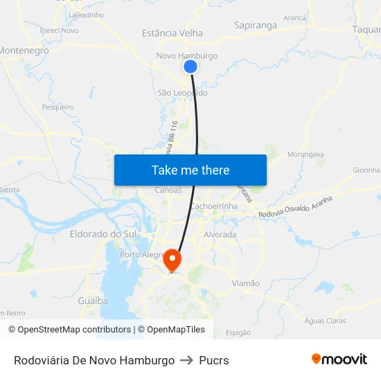 Rodoviária De Novo Hamburgo to Pucrs map