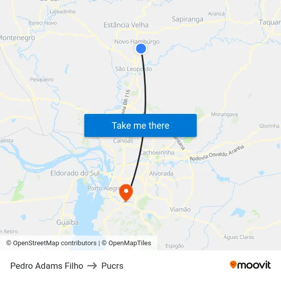 Pedro Adams Filho to Pucrs map