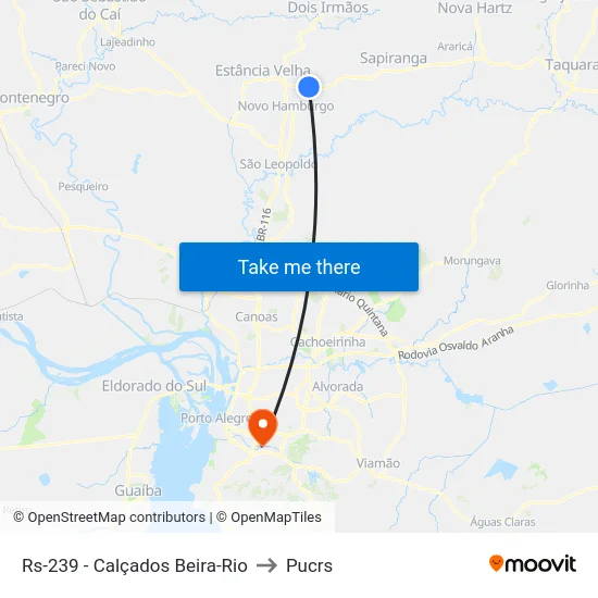Rs-239 - Calçados Beira-Rio to Pucrs map