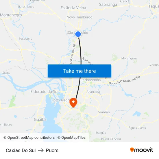 Caxias Do Sul to Pucrs map